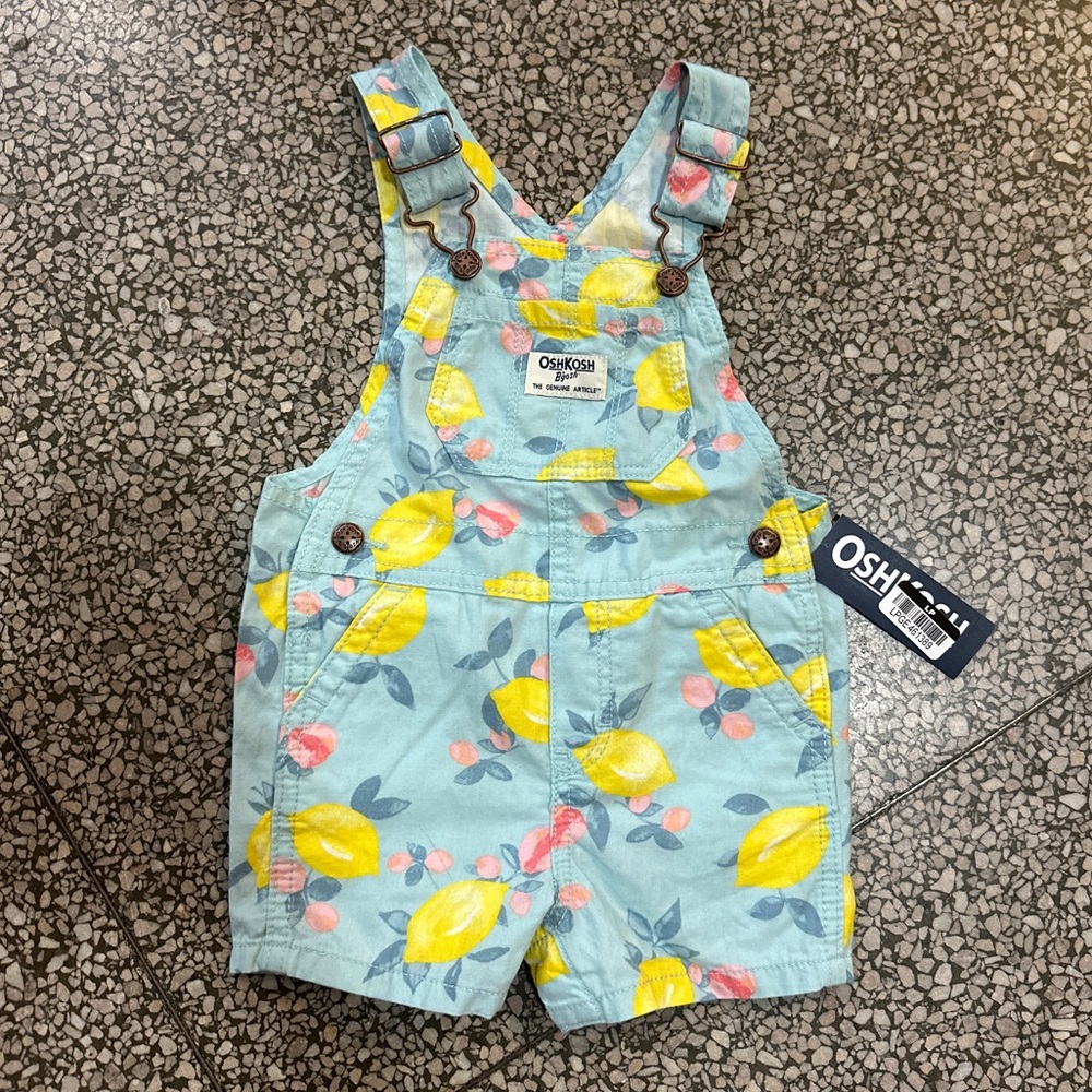 OshKosh B'gosh Lemon Print Overalls Spring Summer NWT Toddler 18M